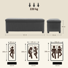 84L Corduroy Storage Ottoman - Grey