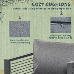 Nine-Piece Aluminium Garden Set, with Glass-Top Table - Grey