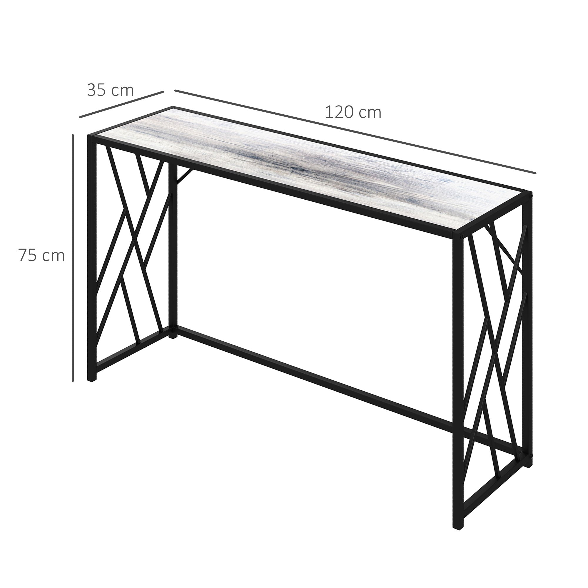 Console Table, Industrial Sofa Table with Metal Frame for Living Room, Hallway, 120 cm, Grey