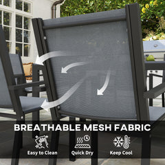 Seven-Piece Garden Dining Set, with Plastic Wood-Top Table - Grey