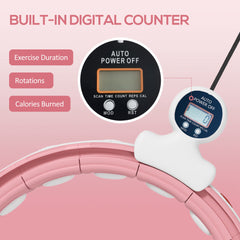 SPORTNOW Smart Weighted Hula Hoop, Massage Hula Ring w/ 16 Detachable Knots, 360° Auto-Rotating Ball, Digital Counter, Pink