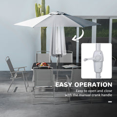 Eight-Piece Garden Dining Set, with Chairs, Table and Parasol - Grey