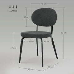 Set of Four Boucle Dining Chairs - Black