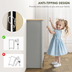 Fynco - Slim Shoe Cabinet, Narrow Shoe Cupboard with 2 Flip Drawers, Adjustable Shelves for 12 Pairs of Shoes, Light Grey