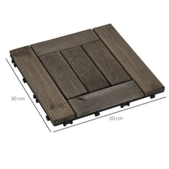 27 Pcs Wooden Interlocking Decking Tiles, 30 x 30 cm Outdoor Flooring Tiles, 2.5㎡ per Pack, for Patio, Balcony, Terrace, Hot Tub, Charcoal Grey