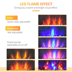Fynco - 1000W/2000W Electric Wall Fireplace w/ LED Flame Effect Timer Remote Sleek Stylish Safe Home Heating 20-25㎡