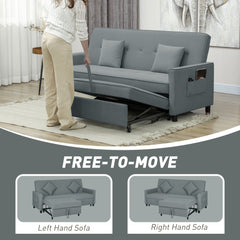 Three-Person Velvet-Feel Sofa Bed - Grey