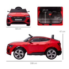 Audi E-tron Licensed 12V Kids' Electric Ride on, Electric Car for Kids, with Parental Remote, Music Lights MP3, Suspension Wheels, for 3-5 Years, Red