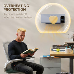 Fynco - 2000W Wall Mounted Heater, 18-45°C Temperature, Grey