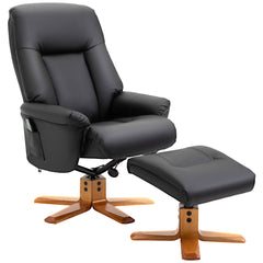 10-Point Massage Sofa Armchair Chair PU Leather W/ Footrest Stool Heat Recliner Black