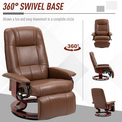 Faux Leather Armchair, with 145° Reclining Back and Footrest - Brown