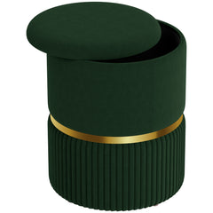 Velvet-Feel Storage Ottoman - Green