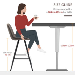 Set Of 2 Bar Stools Vintage Microfiber Cloth Tub Seats Padded Comfortable Steel Frame Footrest Quilted Home Bar Cafe Kitchen Chair Stylish Dark Grey