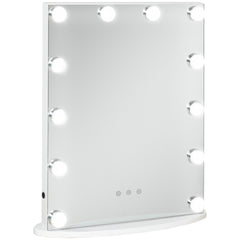 Hollywood Mirror with Lights for Makeup Dressing Table, Lighted Vanity Mirror with 12 Dimmable LED Bulbs and USB Plug in Power Supply, White