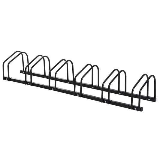 Bike Stand Parking Rack Floor or Wall Mount Bicycle Cycle Storage Locking Stand 179L x 33W x 27H (6 Racks, Black)