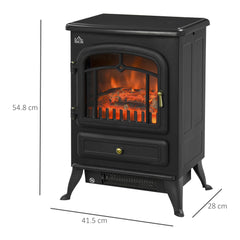 Fynco - Freestanding Electric Fireplace Indoor Heater Glass View Log Wood Burning Effect Flame Portable Fireplace Stove 950/1850W Black