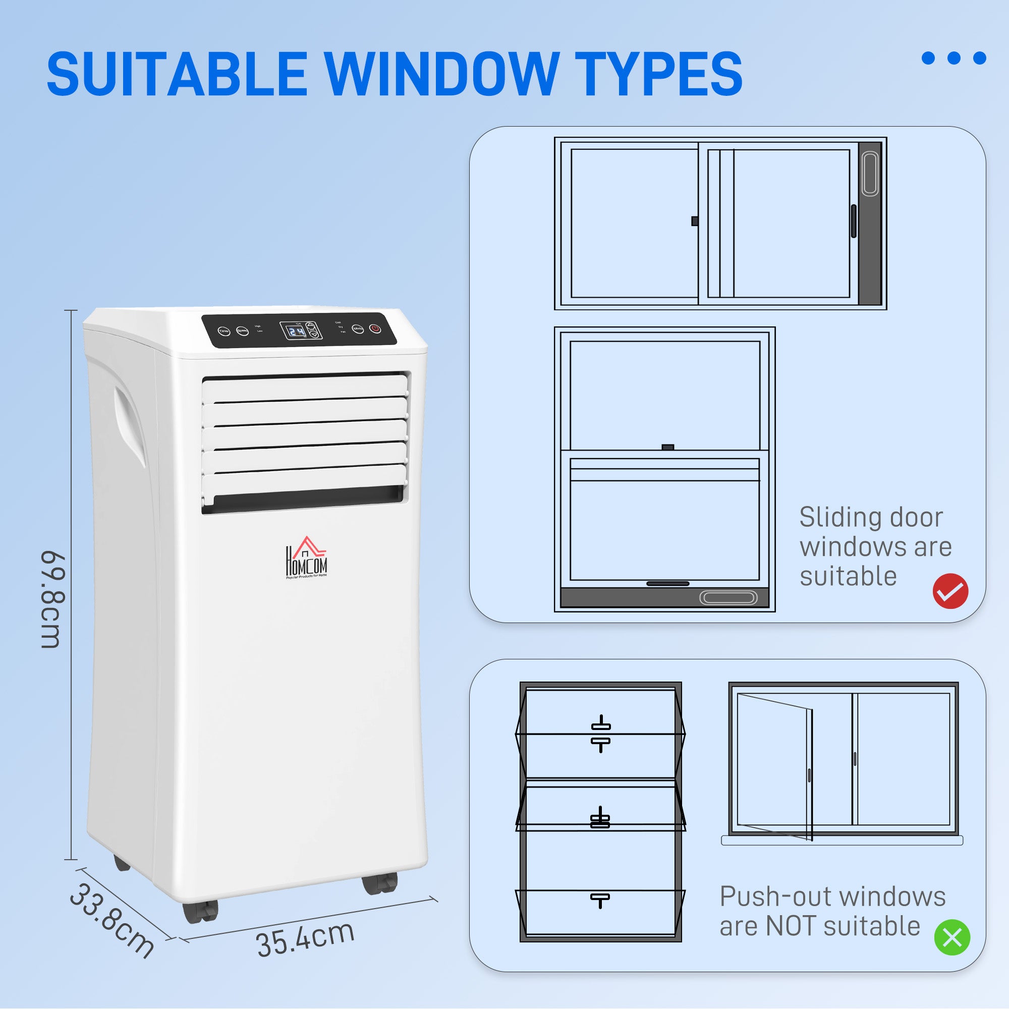 10000 BTU Air Conditioning Unit, 3-in-1 Portable Air Conditioner, Dehumidifier, Cooling Fan with Remote Control, Digital Display, 2 Speeds, 24H Timer, Window Venting Kit, 30m²