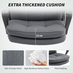 Fynco - Double Padded Linen-Look Office Chair - Charcoal Grey