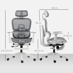 Fynco - Multi-Adjustable Mesh Office Chair - Grey and White
