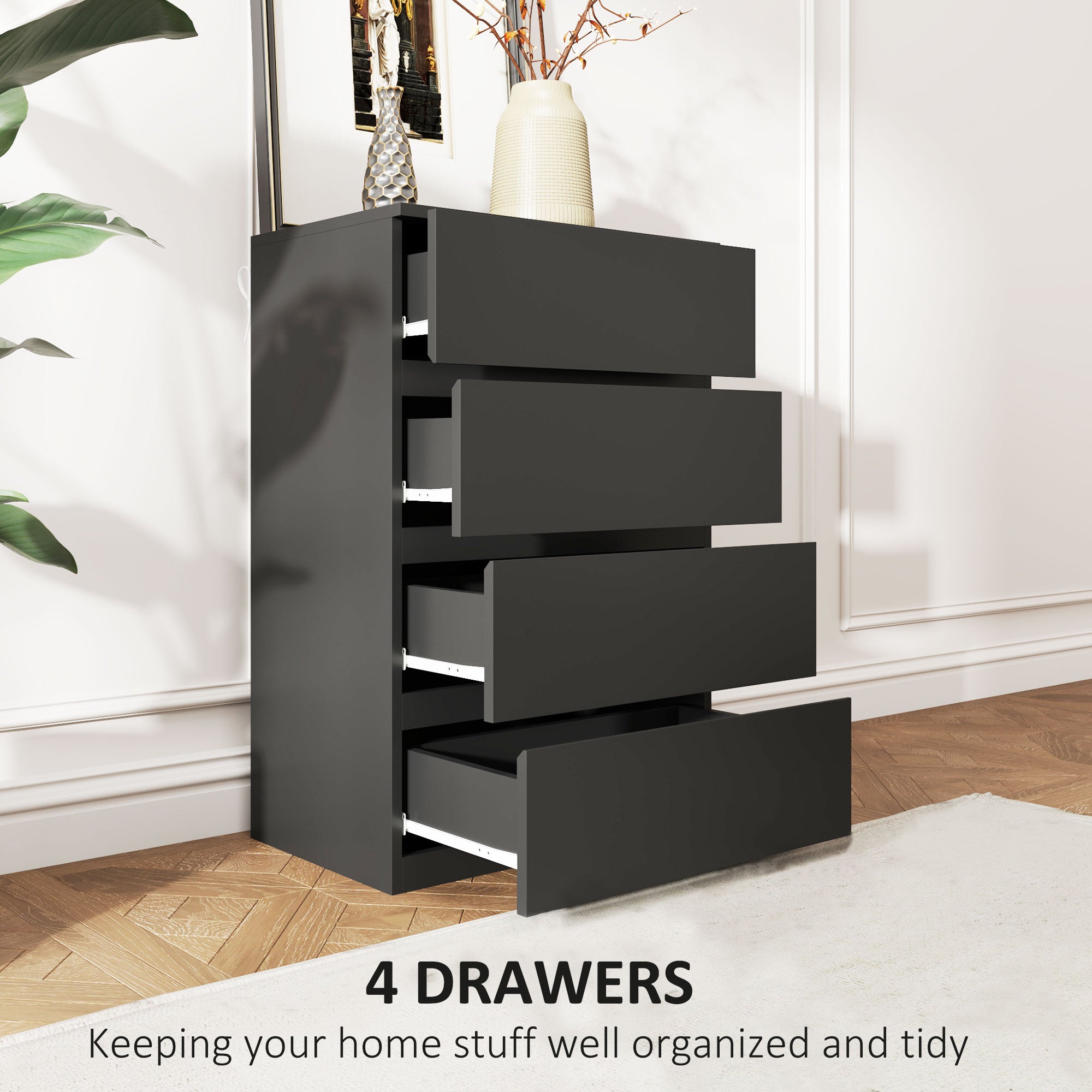 Chest of Drawers, 4-Drawer Storage Cabinets, Modern Dresser, Storage Drawer Unit for Bedroom