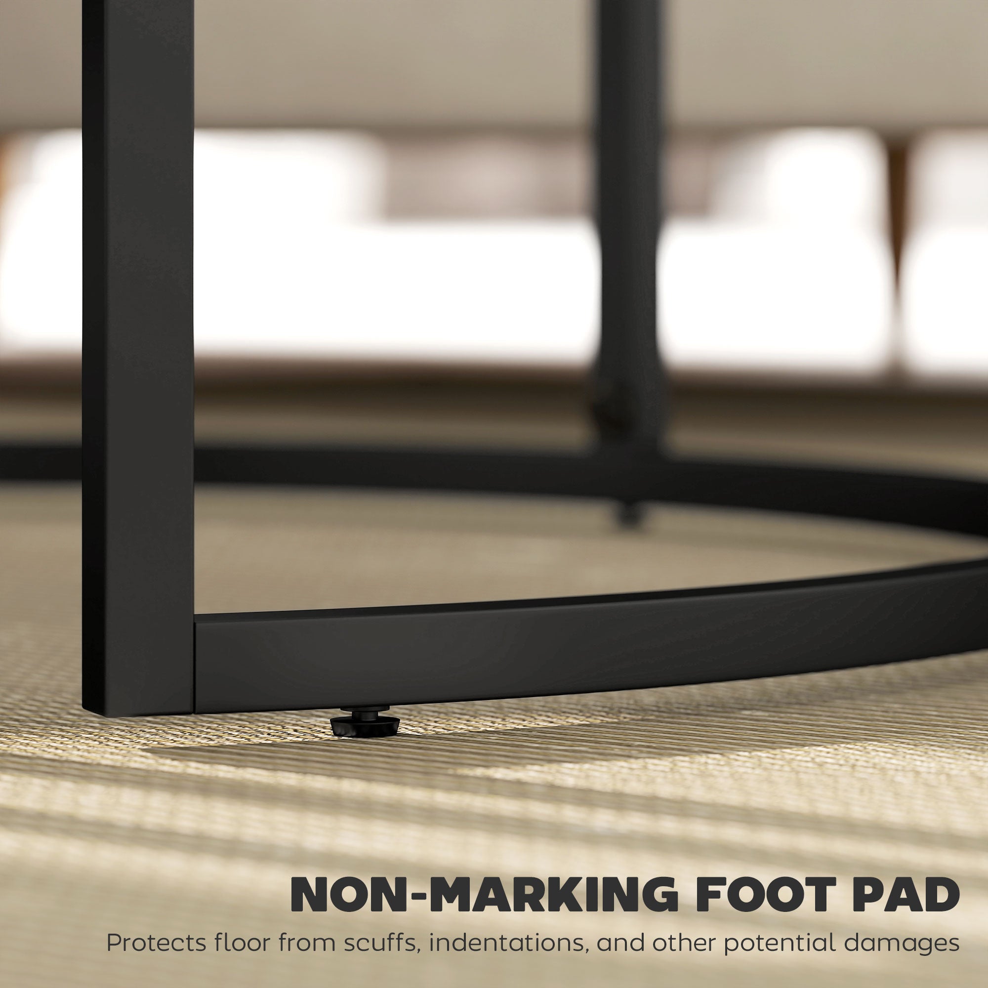 Set of Two Marble-Effect Stacking Tables - Black