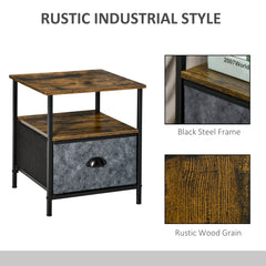 Set of 2 Bedside Table, Nightstand with Non-Woven Fabric Drawer, Side Table, End Table for Living room, Bedroom, Rustic Brown
