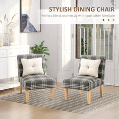 Modern Dining Chairs Set of 2, Accent Chair with Patterned Upholstery, Throw Pillows and Rubber Wood Legs, for Kitchen Living Room, Grey