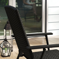 Set of Two Folding Rattan Seat Chairs - Black