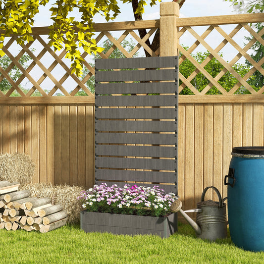 Fynco - Raised Bed for Garden, Planter with Trellis for Climbing Plants, Vines, Planter Box with Drainage Gap, Dark Grey