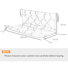 Fynco - Garden Bench Cushion, 2 Seater Swing Chair Cushion, Seat Pad with Ties for Indoor and Outdoor Use, 110 x 120 cm, Dark Grey
