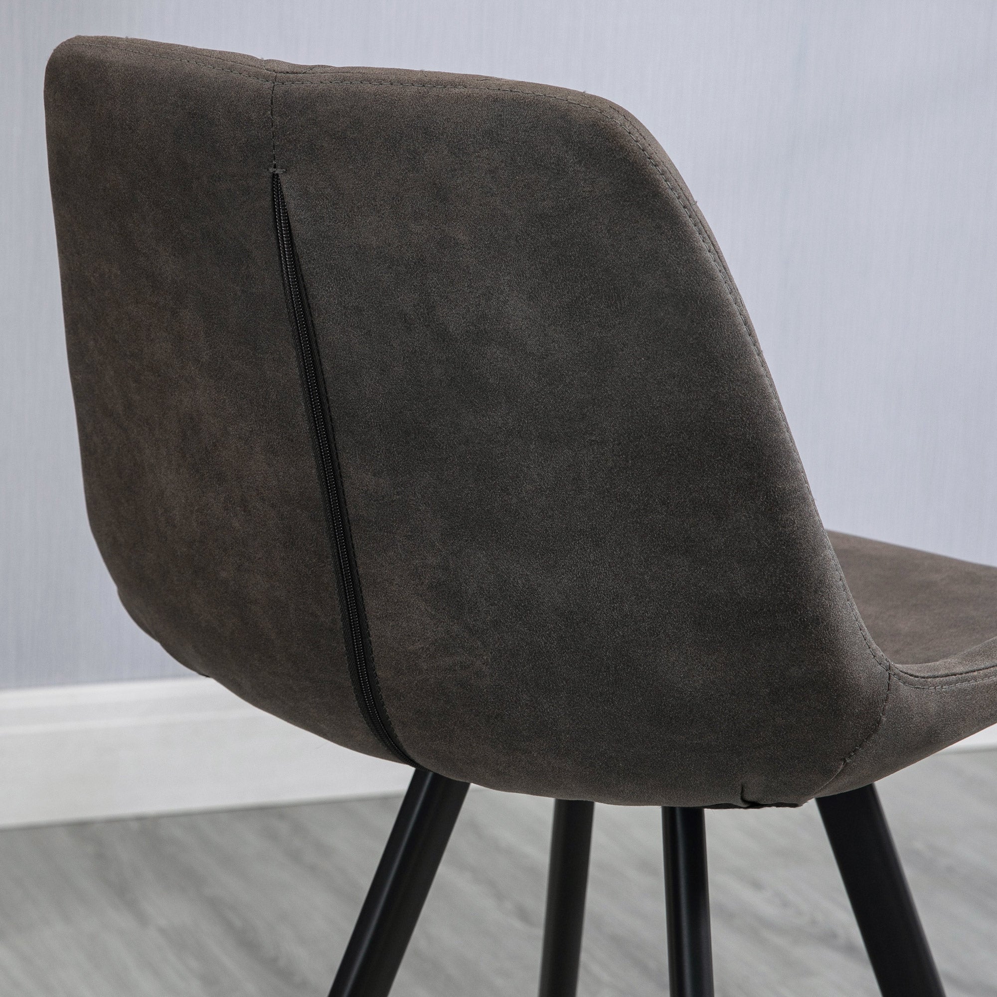 Set Of 2 Bar Stools Vintage Microfiber Cloth Tub Seats Padded Comfortable Steel Frame Footrest Quilted Home Bar Cafe Kitchen Chair Stylish Dark Grey
