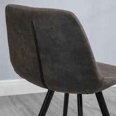 Set Of 2 Bar Stools Vintage Microfiber Cloth Tub Seats Padded Comfortable Steel Frame Footrest Quilted Home Bar Cafe Kitchen Chair Stylish Dark Grey