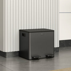 Fynco - 30L Dual Compartment Stainless Steel Bin, with Deodoriser Holders - Black