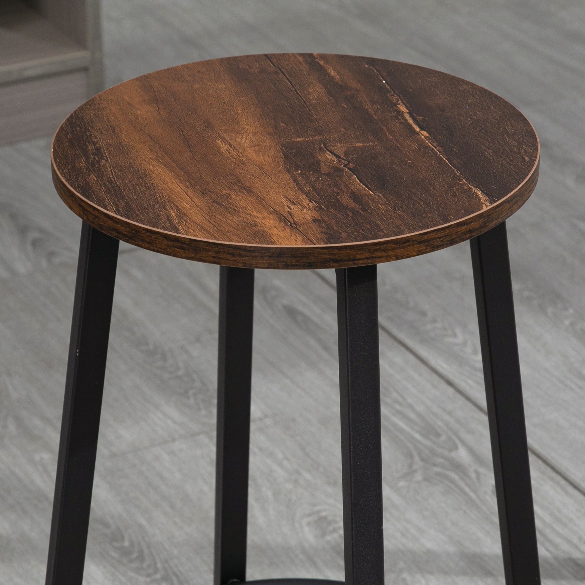 Bar Stools, Set of 2 Kitchen Breakfast Stools with Sturdy Steel Frame, Industrial Tall Bar Chairs, 65cm High Seat, Rustic Brown