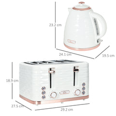 Kettle and Toaster Sets, 3000W 1.7L Rapid Boil Kettle & 4 Slice Toaster with 7 Browning Controls, Defrost, Reheat and Crumb Tray, UK Otter thermostat, Cream White