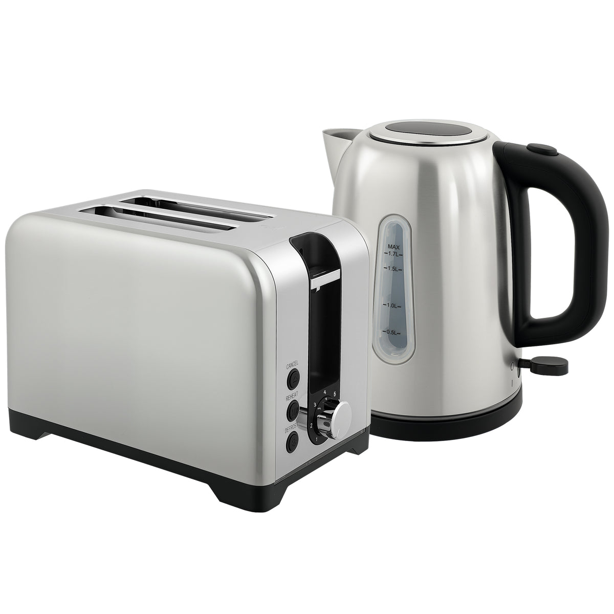 Fynco - Simple Polished Toaster and Kettle Set - Silver Tone
