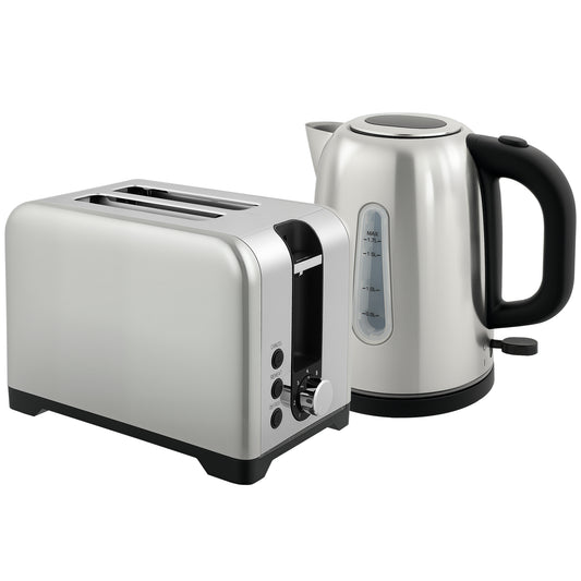 Fynco - Simple Polished Toaster and Kettle Set - Silver Tone