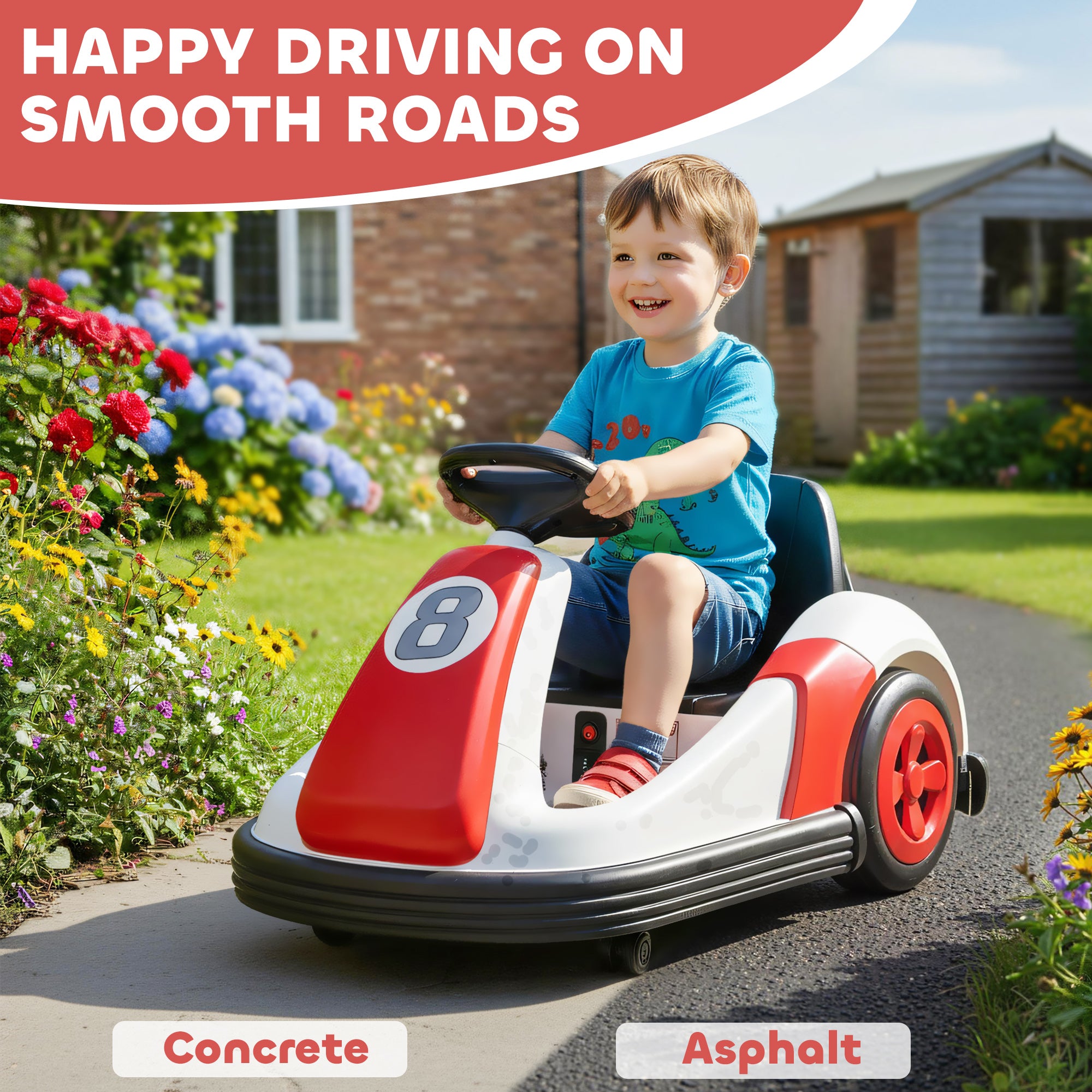 AIYAPLAY Kids Bumper Car with 360-Degree Rotation, 6V Electric Ride On Car with Music and Horn for 3-8 Years Old, Red