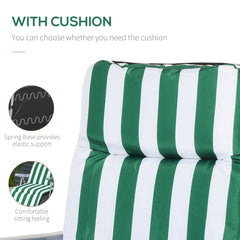 Fynco 2 Pieces Outdoor Sun Lounger Set with Cushions, Patio Folding 5-Level   Adjustable Backrest Recliner Chairs Set of 2 with High Backrest and Armrests, Green & White