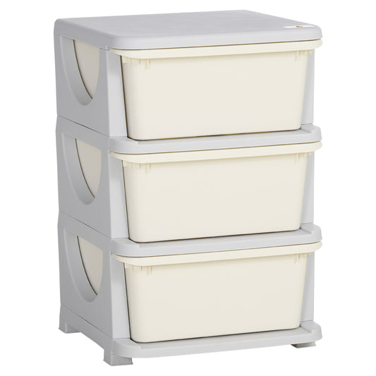 Three-Tier Kids Storage Boxes, with Three Drawers - White