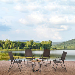 Set of Four Folding Rattan Seat Chairs - Brown