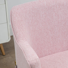 Accent Chair, Living Room Armchair, Vanity Chair with Gold Plating Metal Legs and Soft Padded Seat for Bedroom and Café, Set of 2, Pink