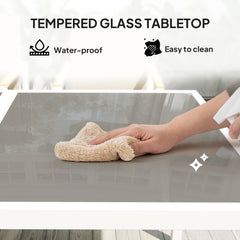 5 Piece Garden Furniture Set with 4 Armchairs and Tempered Glass Table Top, for Deck, Balcony