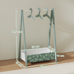 AIYAPLAY Baby Clothing Rack with Hangers, Storage Shelf for Bedroom, Leaf Theme, for Ages 3-6, Green