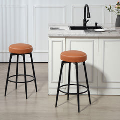 Set of Two Faux Leather Bar Stools - Brown/Black