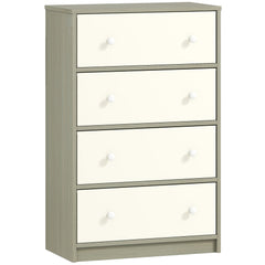Chest of Drawers, Dresser with 4 Fabric Drawers - White and Grey