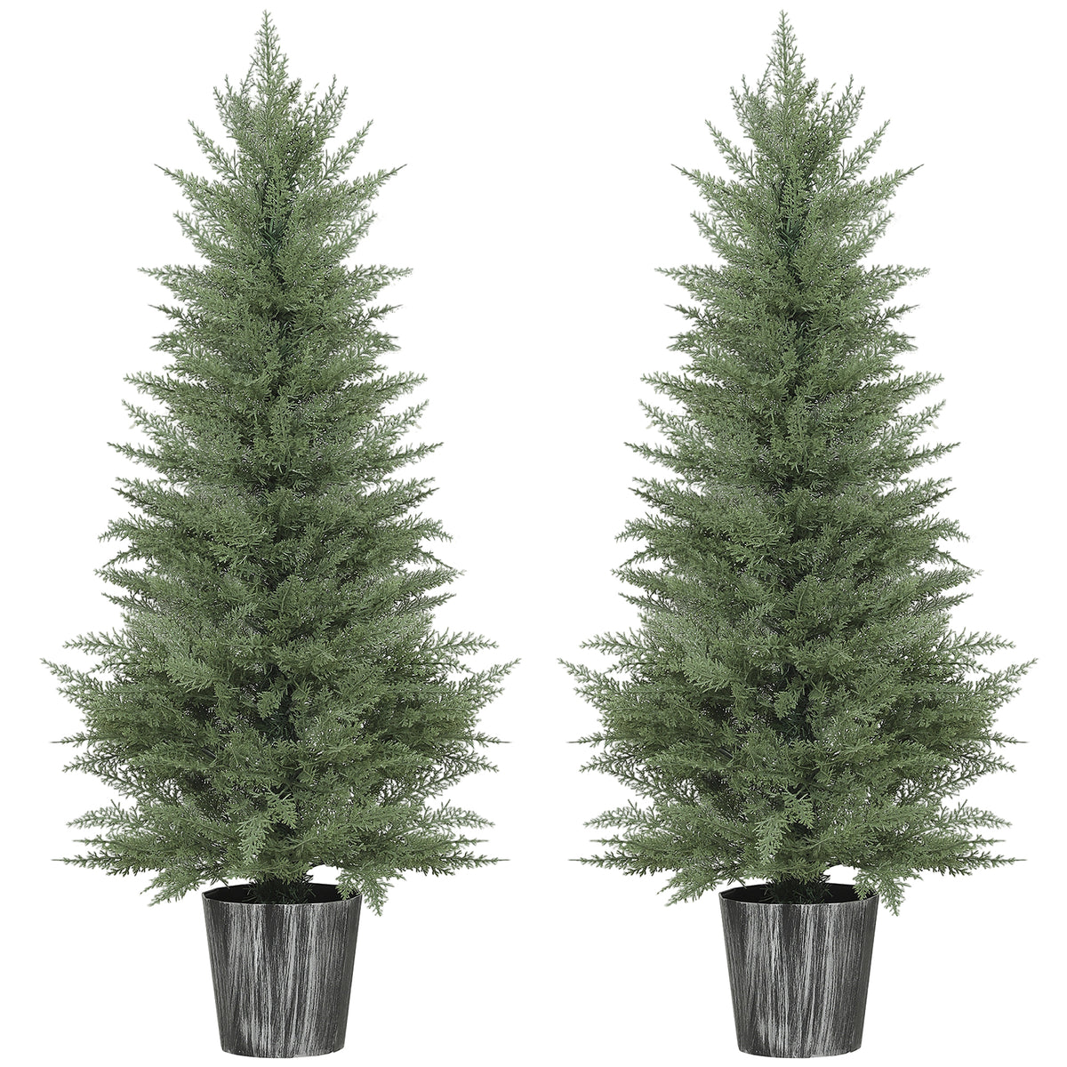 Fynco - 135cm Artificial Cypress Trees Set of 2, UV Resistant Artificial Plants with Decorative Pot, Fake Plants for Indoor Outdoor Decor, Green