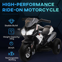 Kids Electric Motorcycle Ride-On Toy, with Three Wheels, Music, Horn, Lights