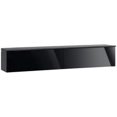 160cm High Gloss Floating TV Unit Stand for TVs up to 70", Wall Mounted TV Cabinet with Storage Cupboards, Grey and Black