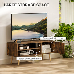 TV Stand up to 55 Inches, TV Unit with Open Shelves and Cable Holes - Brown